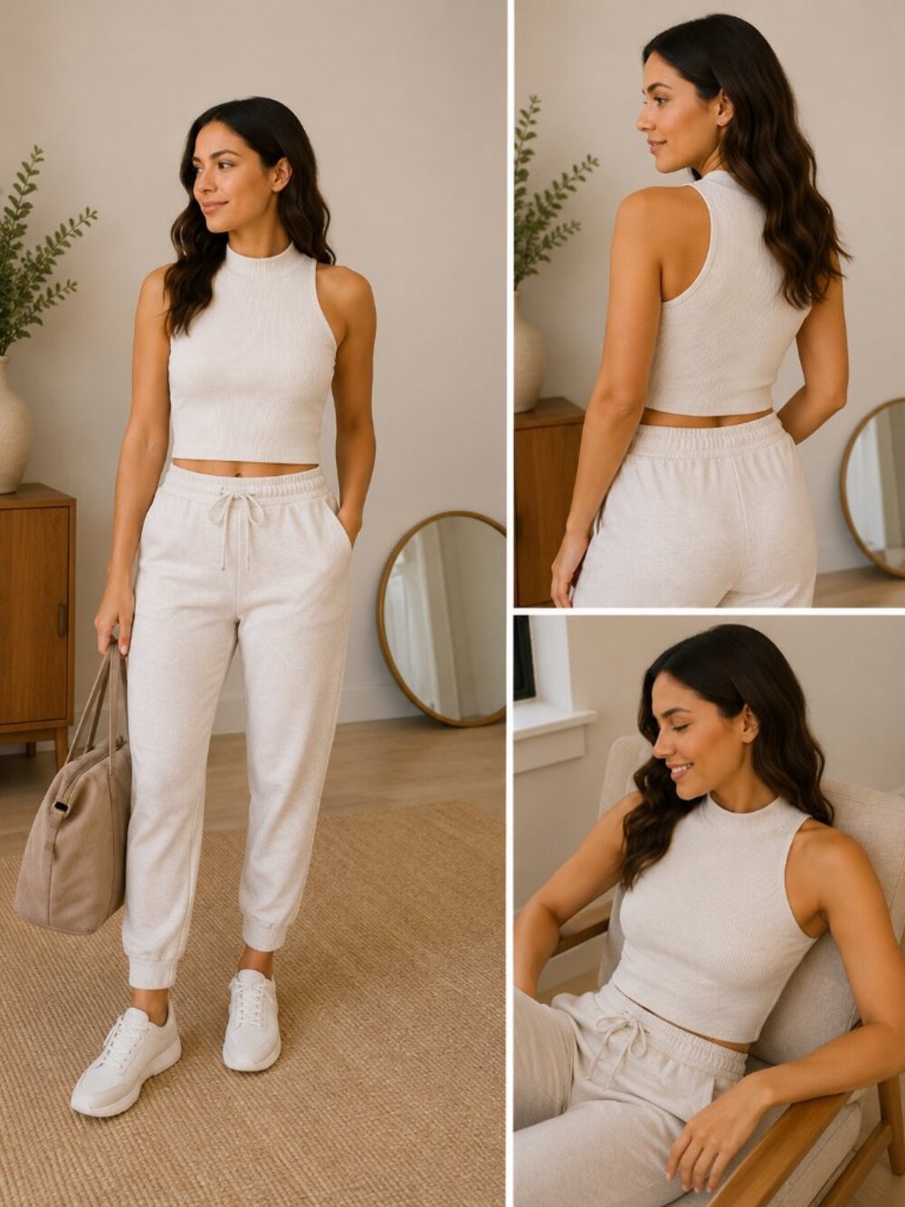 Lululemon Ribbed Softstreme Mock Neck Cropped Tank Top Small Bone Off White